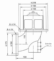 Clapet de fond de sécurité de 100 mm à vérin intégré — FT-BV-120 — référence dimensionnelle ; cotes en mm sauf indication contraire