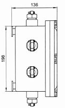 Anti-overfill and static-grounding controller system — Controller side elevation; dimensions in mm.