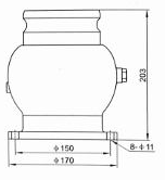 100 mm vapour recovery adaptor valve with sight glass — Original dimensional reference; verify dimensions before manufacture.