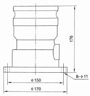100 mm vapour recovery adaptor valve — Original dimensional reference; verify dimensions before manufacture.