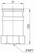80 mm vapour recovery valve with 3-inch coupling end — Original dimensional reference; verify dimensions before manufacture.