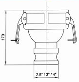 65 mm vapour recovery coupler — Original dimensional reference; verify dimensions before manufacture.