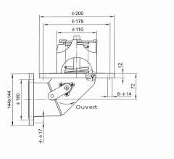 Clapet de fond manuel en acier inoxydable, 80 mm — Plan coté de référence ; vérifier les dimensions avant fabrication
