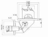 100 mm pneumatic stainless-steel bottom valve — Original dimensional reference; verify dimensions before manufacture