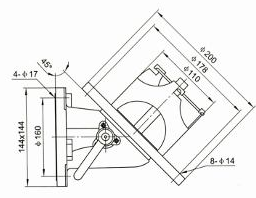 80 mm heated manual stainless-steel bottom valve — Original dimensional reference; verify dimensions before manufacture
