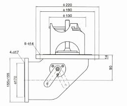 80 mm heated stainless-steel bottom valve — Original dimensional reference; verify dimensions before manufacture