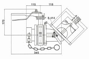 80 mm bottom valve with butterfly valve and threaded outlet — Original dimensional reference; verify dimensions before manufacture