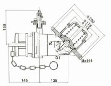 80 mm integral bottom and butterfly valve — Original dimensional reference; verify dimensions before manufacture
