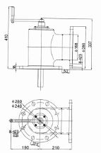 Crude-oil transfer valve with flanged outlet — FT-CO-110 flanged valve elevation and plan reference.