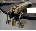 517 mm dry-bulk tanker manhole cover — Safety-open buckle detail.