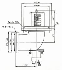 100 mm 气动不锈钢衬 PTFE 底阀 — FT-PTFE-110 法兰及安装尺寸。